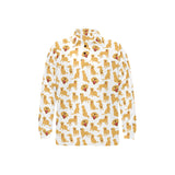Golden Retriever Pattern Print Design 05 Men's Long Sleeve Polo Shirt