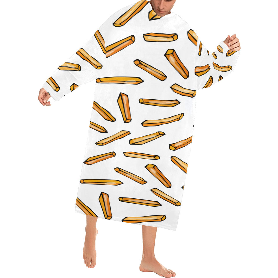 French fries potato pattern Blanket Robe with Sleeves