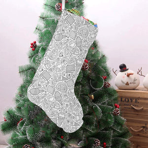 Cartoon hand drawn ice cream black white Christmas Stocking