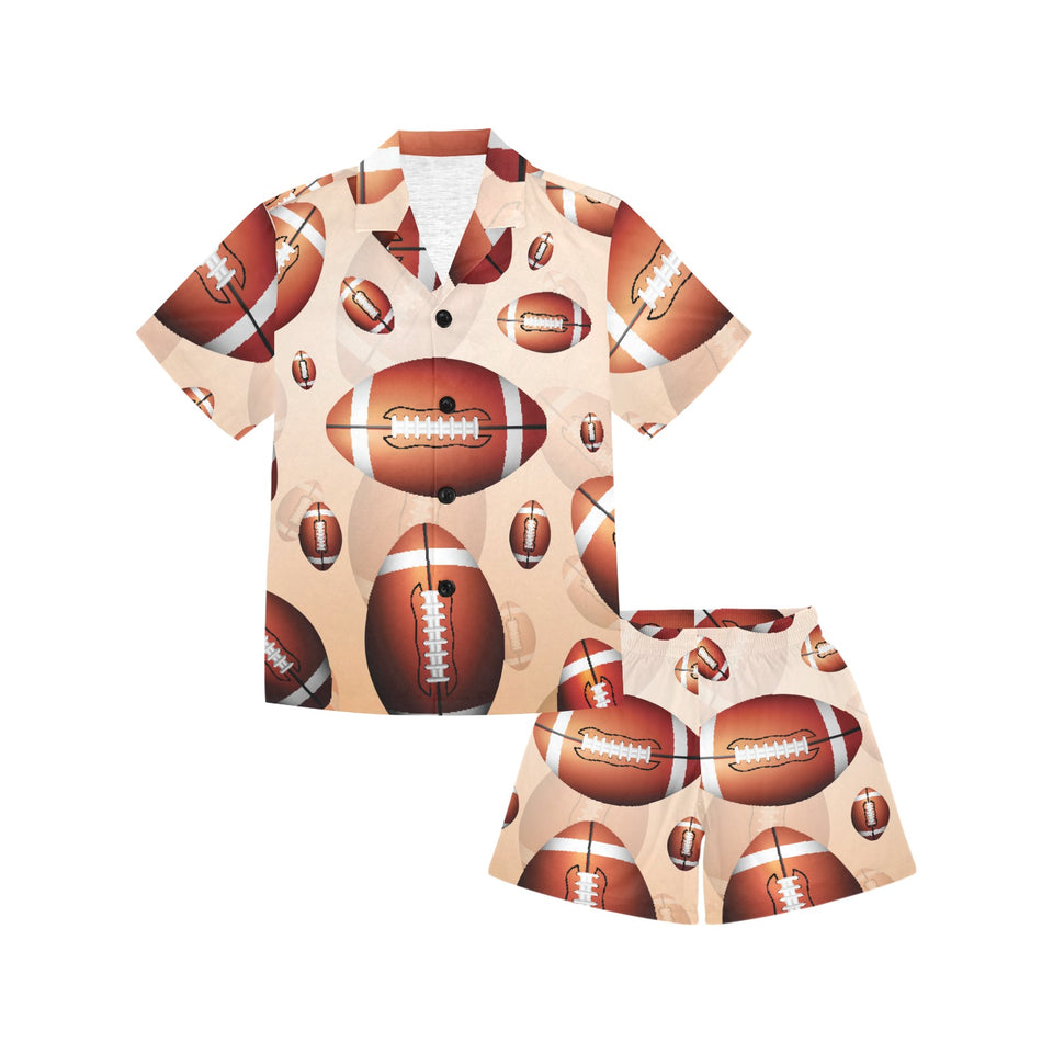 American football ball design pattern Kids' Boys' Girls' V-Neck Short Pajama Set