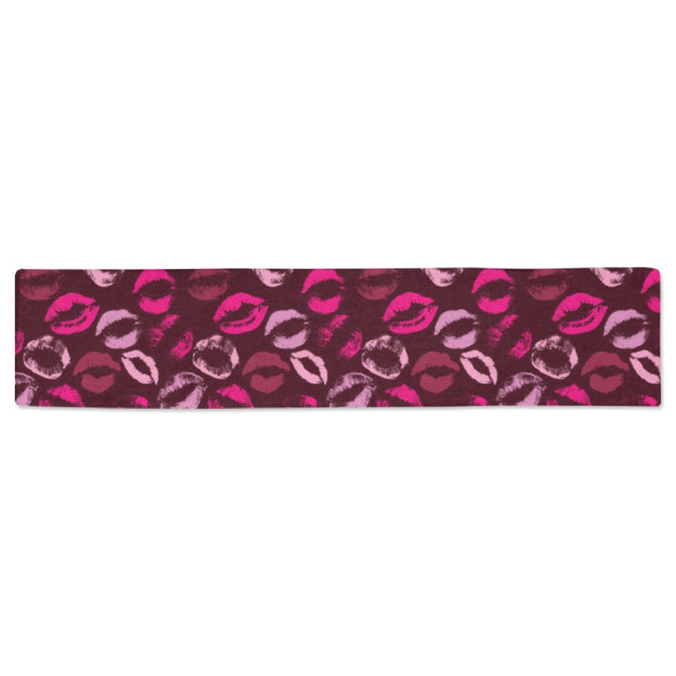 Lips Pattern Print Design 03 Table Runner
