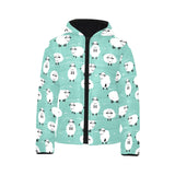 Cute sheep green background Kids' Boys' Girls' Padded Hooded Jacket