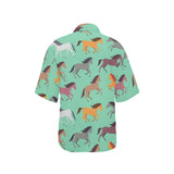 Colorful horses pattern Women's All Over Print Hawaiian Shirt