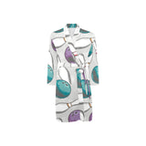 Bowling ball and pin gray background Men's Long Sleeve Belted Night Robe