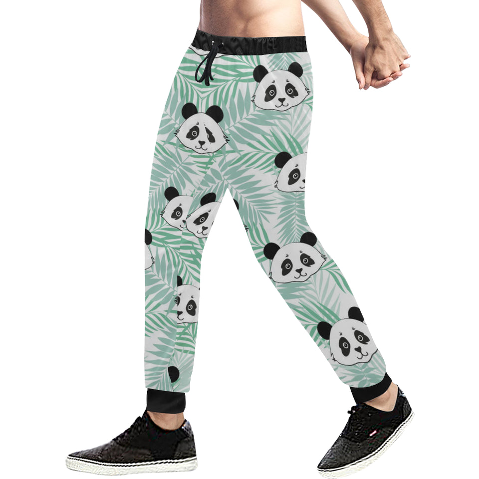 Panda pattern tropical leaves background Unisex Casual Sweatpants