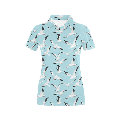 Seagull Pattern Print Design 01 Women's All Over Print Polo Shirt
