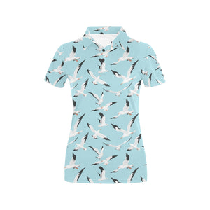 Seagull Pattern Print Design 01 Women's All Over Print Polo Shirt