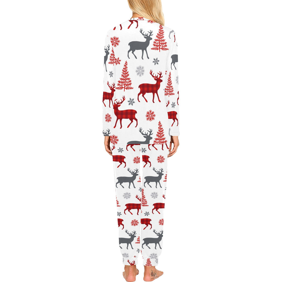 Deer tree snowflakes chrismas pattern Women's All Over Print Pajama Set