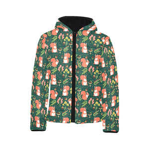 Squirrel Pattern Print Design 03 Kids' Boys' Girls' Padded Hooded Jacket