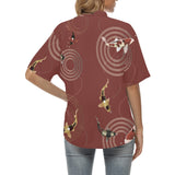 Koi Fish Carp Fish red background Women's All Over Print Hawaiian Shirt