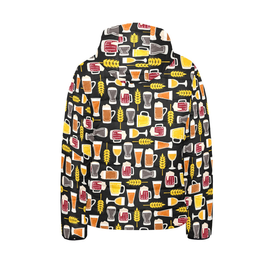 Beer type pattern Kids' Boys' Girls' Padded Hooded Jacket