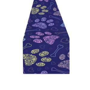 Dog Paws Pattern Print Design 02 Table Runner