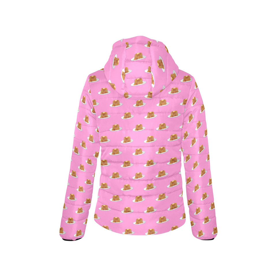 Pancake Pattern Print Design 04 Women's Padded Hooded Jacket