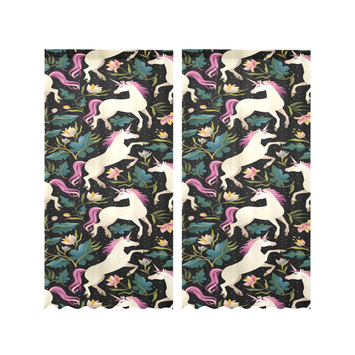 Unicorns forest background Gauze Curtain