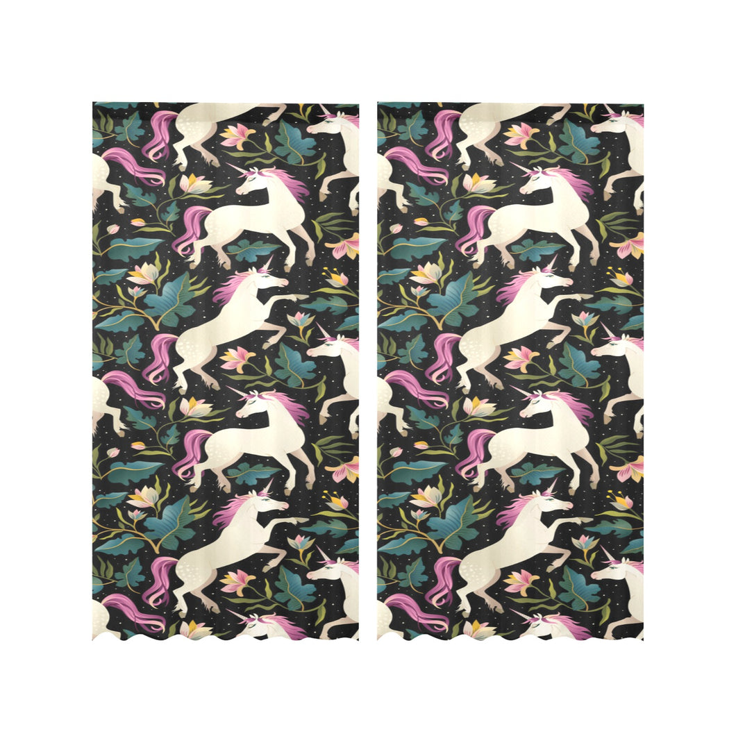 Unicorns forest background Gauze Curtain