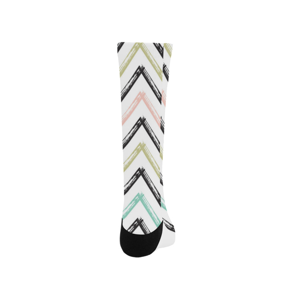 zigzag  chevron paint pattern Crew Socks