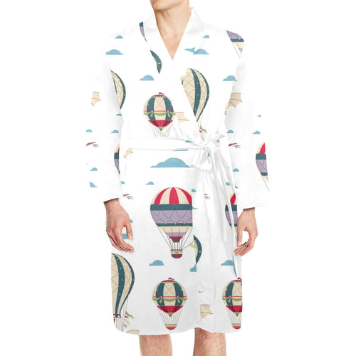 Hot air balloon pattern Men's Long Sleeve Belted Night Robe