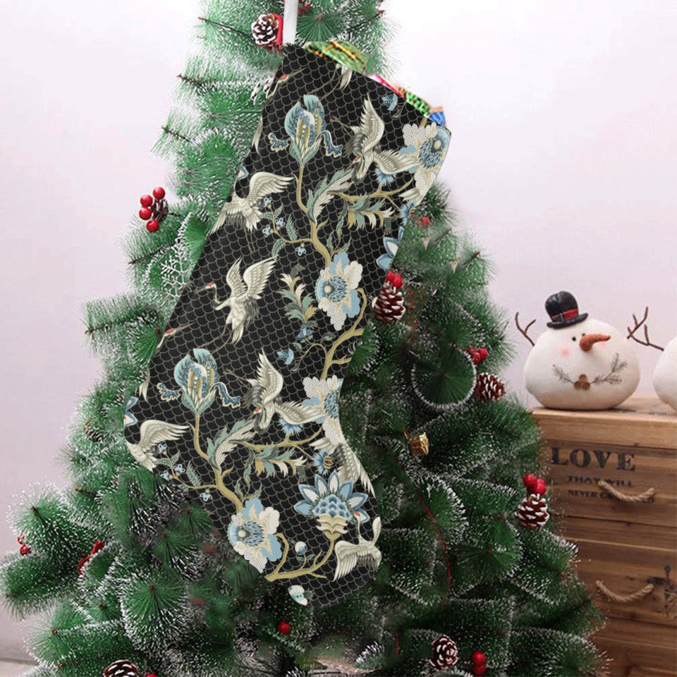 Japanese crane ornament elements Christmas Stocking