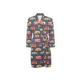 Camper Van Pattern Print Design 02 Men's Long Sleeve Belted Night Robe