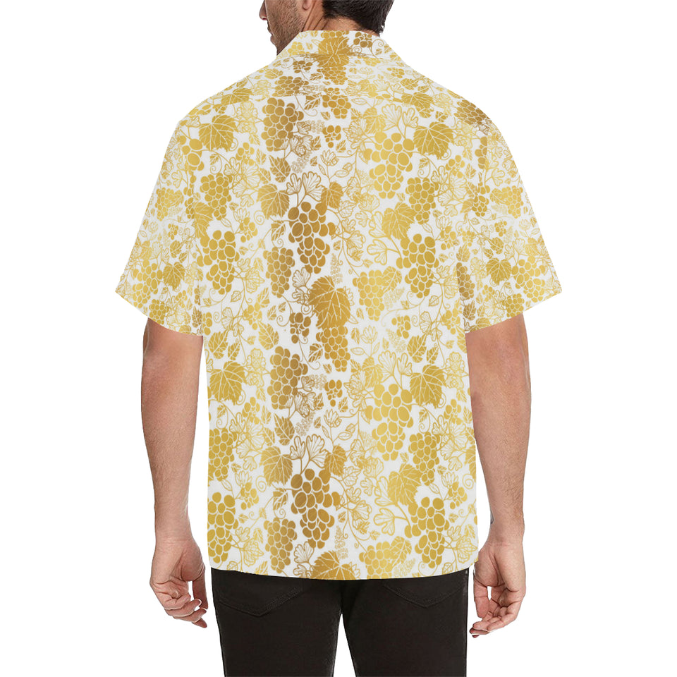 Gold grape pattern Men's All Over Print Hawaiian Shirt