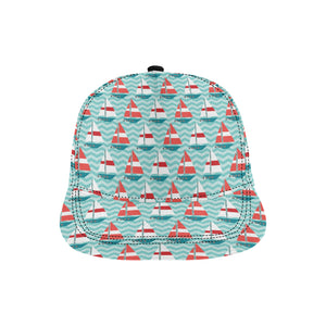 Red White sailboat wave background All Over Print Snapback Cap