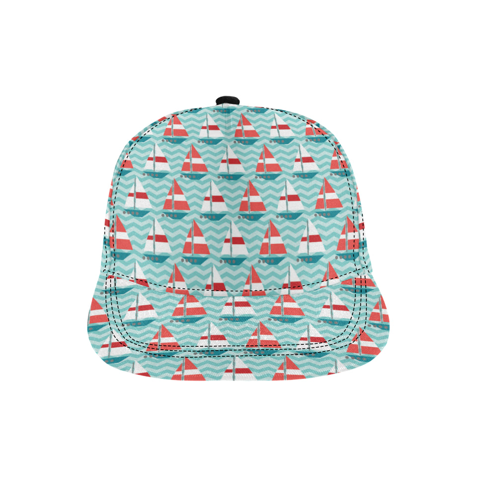 Red White sailboat wave background All Over Print Snapback Cap