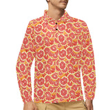 Tropical grapefruit pattern Men's Long Sleeve Polo Shirt