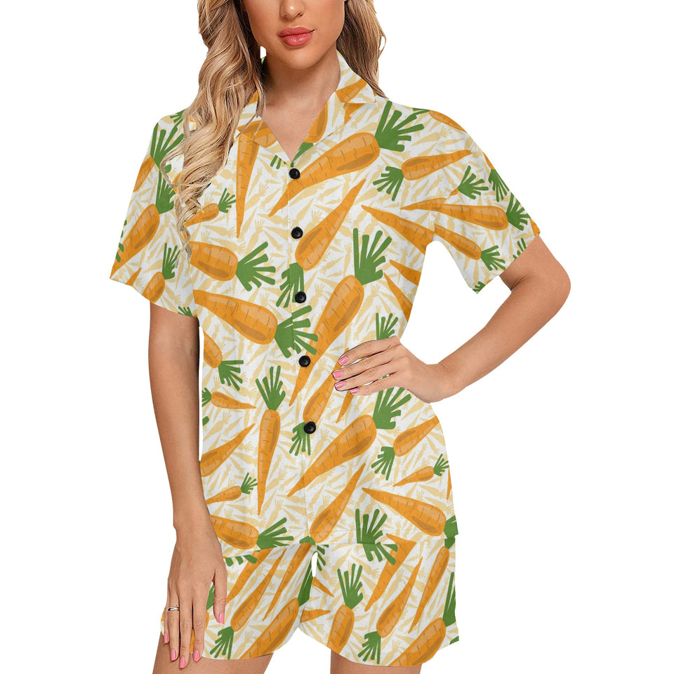 Carrot Pattern Print Design 01 Women's V-Neck Short Pajama Set