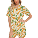 Carrot Pattern Print Design 01 Women's V-Neck Short Pajama Set