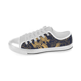Gold dragon pattern Men's Low Top Shoes White