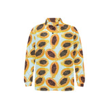 Watercolor papaya pattern Men's Long Sleeve Polo Shirt