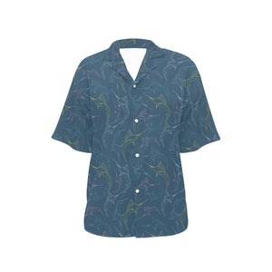 Swordfish Pattern Print Design 02 Women's All Over Print Hawaiian Shirt
