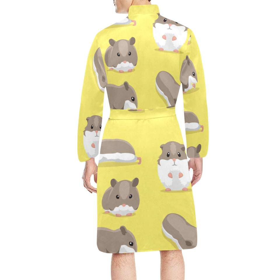 Cute Hamster pattern Men's Long Sleeve Belted Night Robe