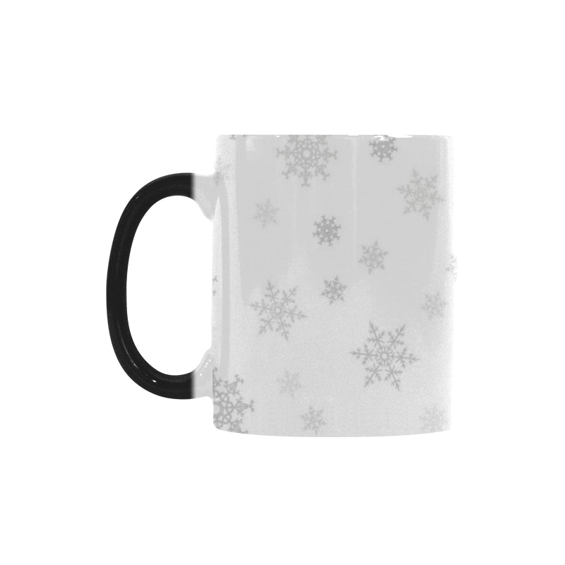 Snowflake pattern white background Morphing Mug Heat Changing Mug