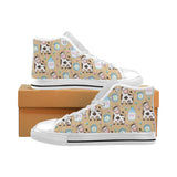Cow bottle of milk pattern Men's High Top Canvas Shoes White