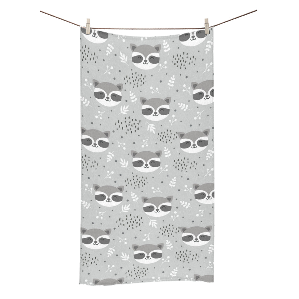 Cute raccoons leaves dot Bath Towel