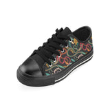Colorful snake plant pattern Men's Low Top Canvas Shoes Black