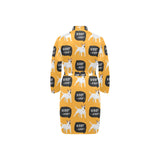 Bull Terrier Pattern Print Design 03 Men's Long Sleeve Belted Night Robe