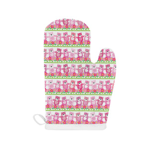 Teddy Bear Pattern Print Design 04 Heat Resistant Oven Mitts