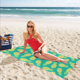 Pineapples pattern green background Beach Towel