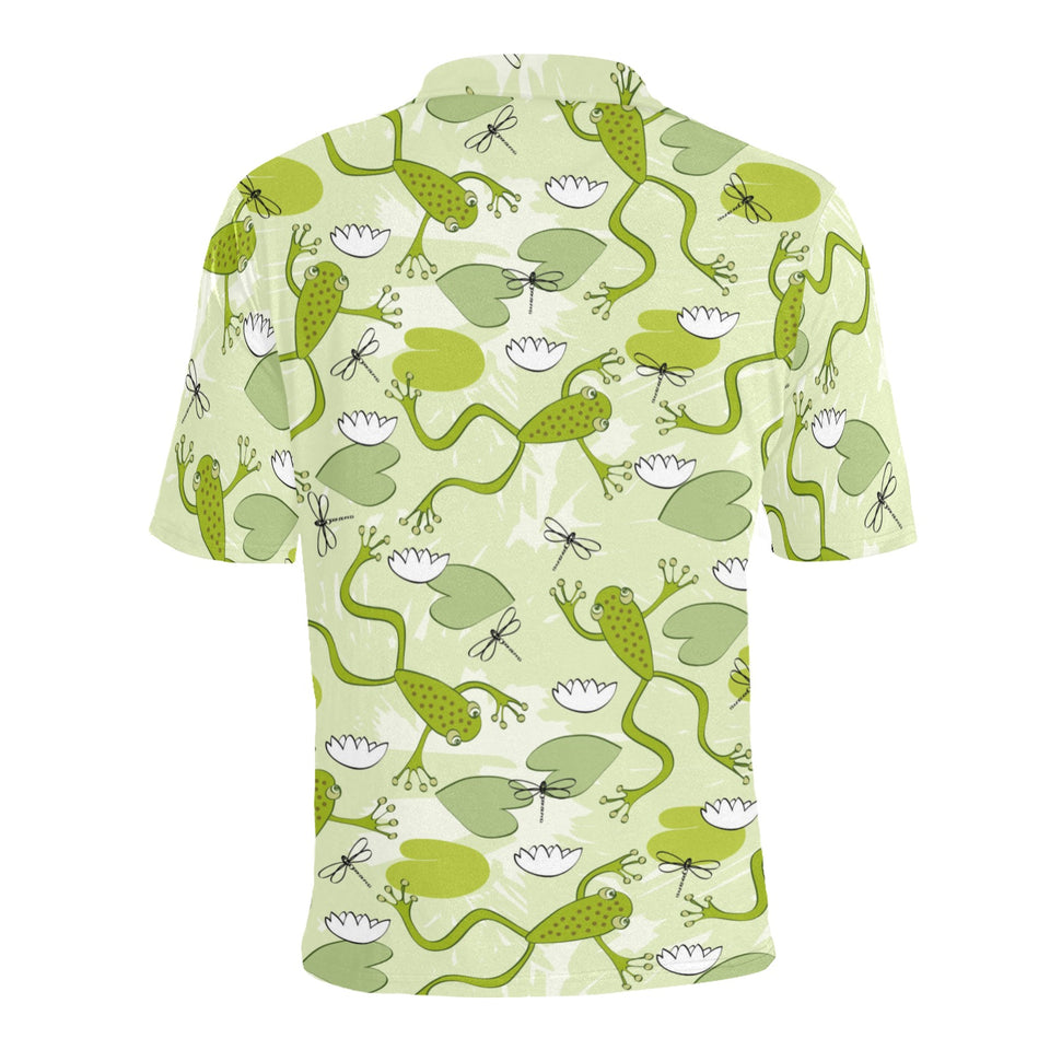 Cute frog dragonfly pattern Men's All Over Print Polo Shirt