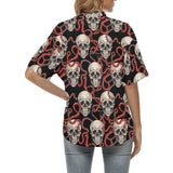 Red snake skull pattern Women's All Over Print Hawaiian Shirt