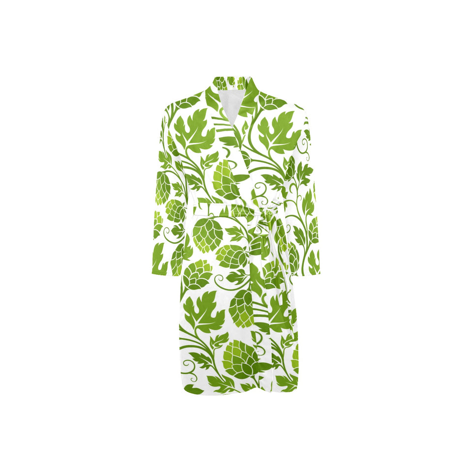 Hop design pattern Men's Long Sleeve Belted Night Robe