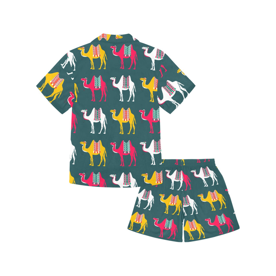 Camel pattern Kids' Boys' Girls' V-Neck Short Pajama Set