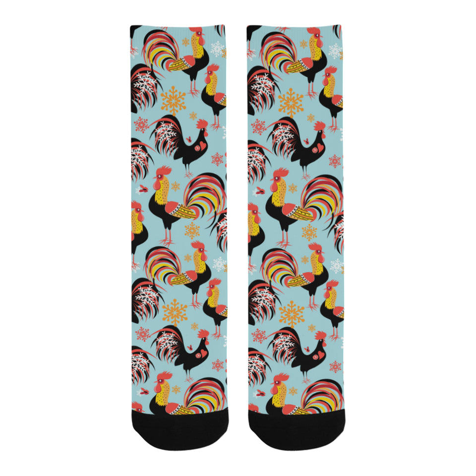 Rooster chicken cock snowfalke Crew Socks