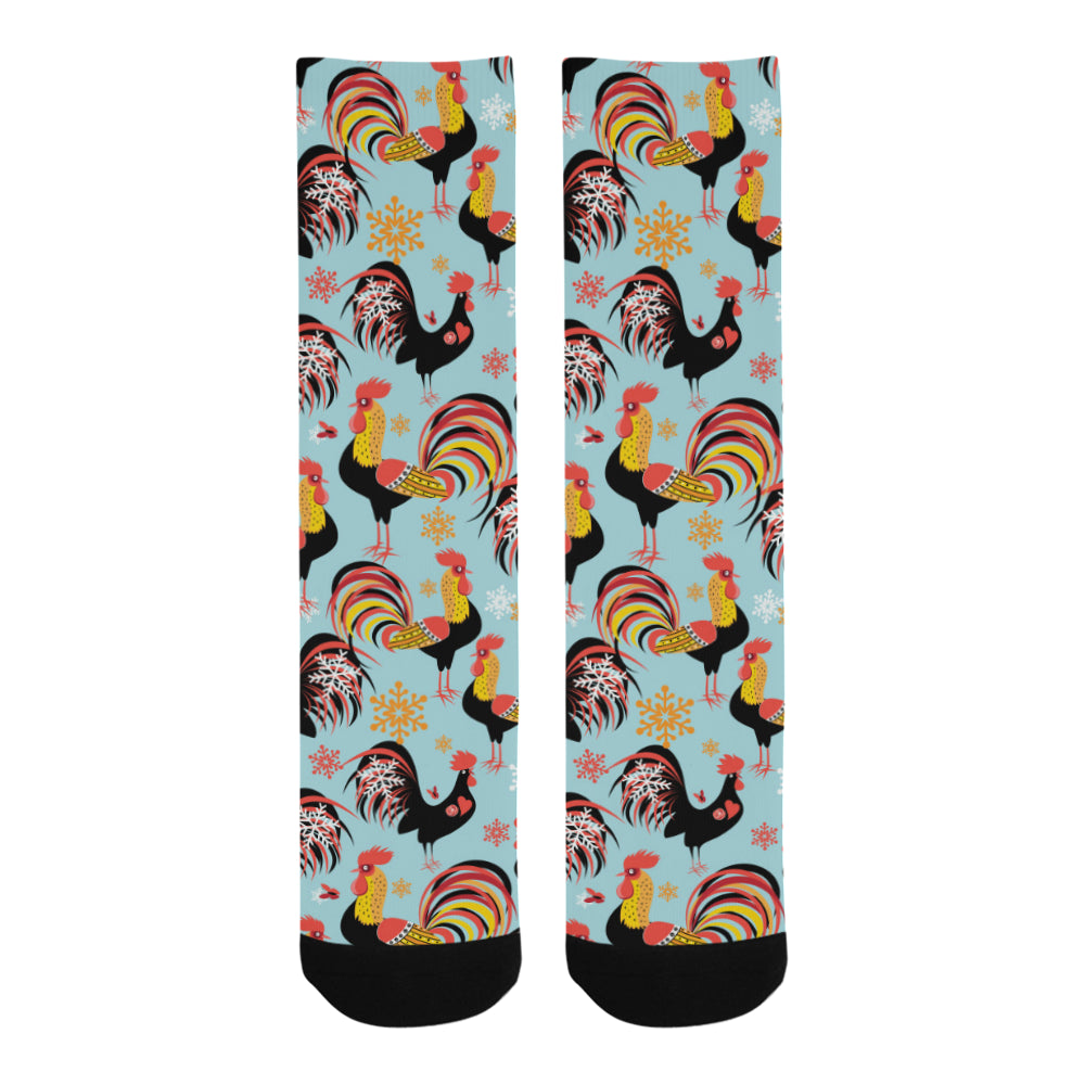 Rooster chicken cock snowfalke Crew Socks