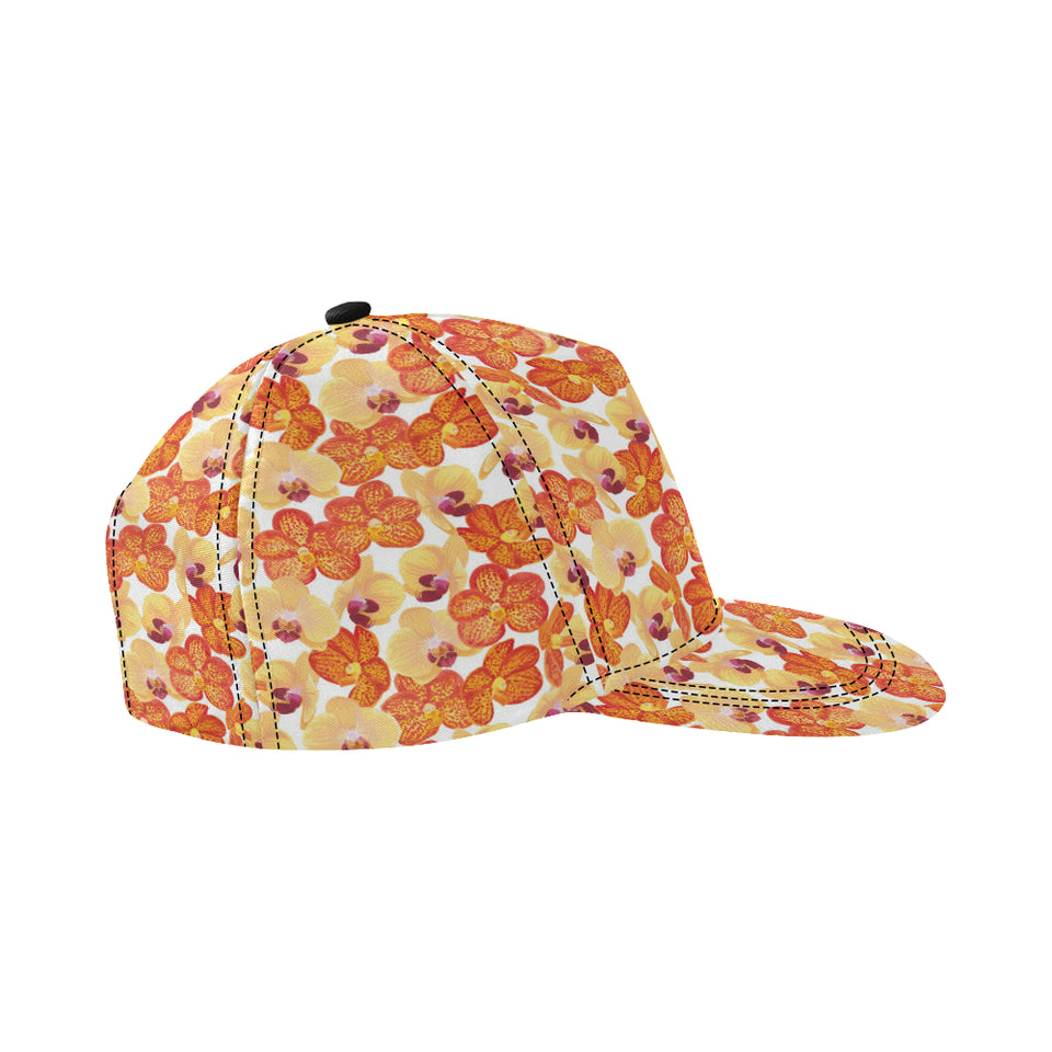 Orange yellow orchid flower pattern background All Over Print Snapback Cap