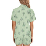 broccoli sketch pattern Women's V-Neck Short Pajama Set
