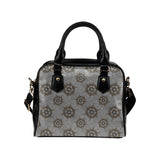 nautical wood steering wheel pattern Shoulder Handbag