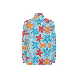 Blue red orange starfish pattern Women's Long Sleeve Polo Shirt